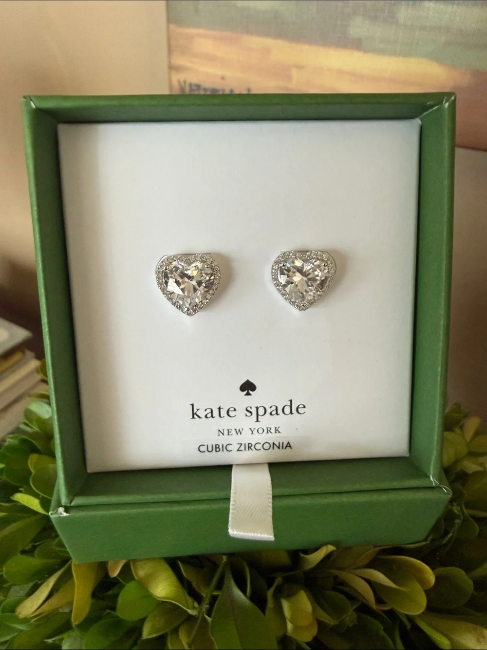 KATE SPADE ♠️ New York 🤍 MY LOVE 🤍 CUBIC ZIRCONIA HEART STUD EARRINGS 🌟NWT🌟